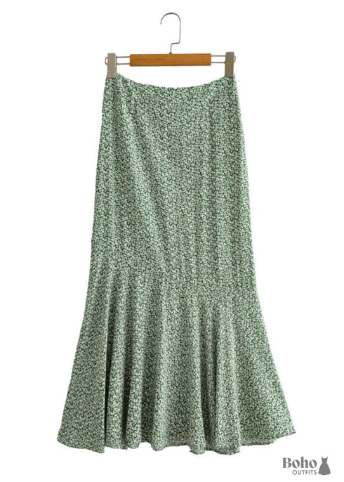 Boho Skirts in Green Garden For Women